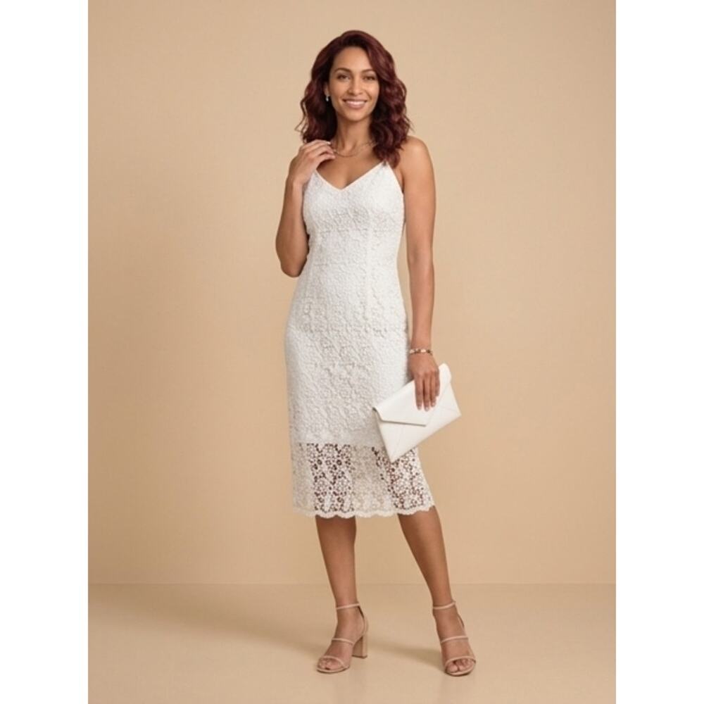 NWT White House Black Market Women's Lace Slip Midi Dress. Size 8. Retails $160